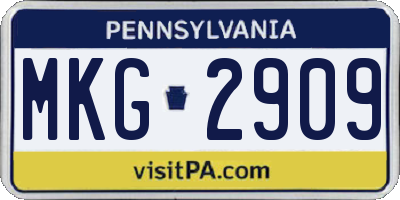 PA license plate MKG2909