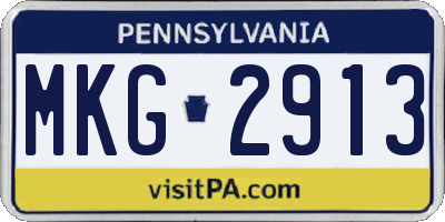 PA license plate MKG2913