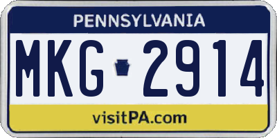 PA license plate MKG2914