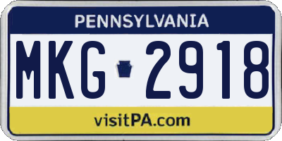 PA license plate MKG2918
