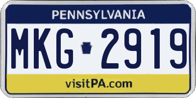 PA license plate MKG2919