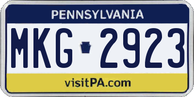 PA license plate MKG2923