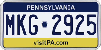 PA license plate MKG2925
