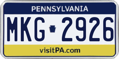 PA license plate MKG2926