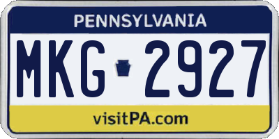 PA license plate MKG2927