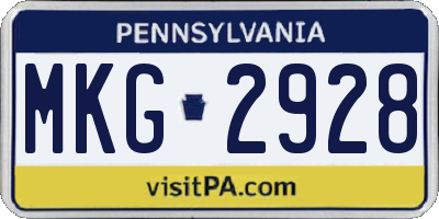 PA license plate MKG2928