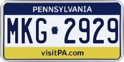 PA license plate MKG2929