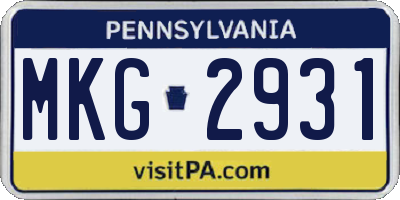 PA license plate MKG2931