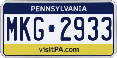PA license plate MKG2933