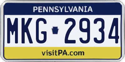 PA license plate MKG2934