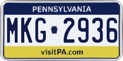 PA license plate MKG2936