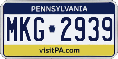 PA license plate MKG2939