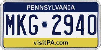 PA license plate MKG2940