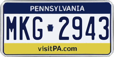 PA license plate MKG2943