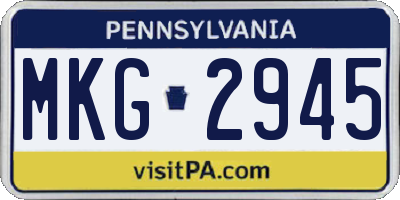 PA license plate MKG2945