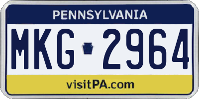 PA license plate MKG2964