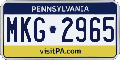 PA license plate MKG2965