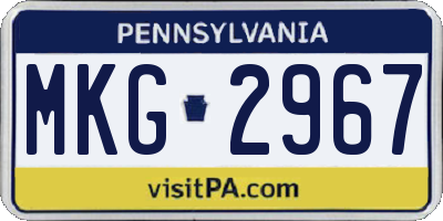 PA license plate MKG2967