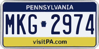 PA license plate MKG2974