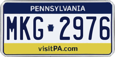 PA license plate MKG2976