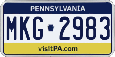 PA license plate MKG2983