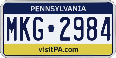 PA license plate MKG2984