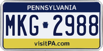 PA license plate MKG2988