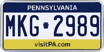 PA license plate MKG2989