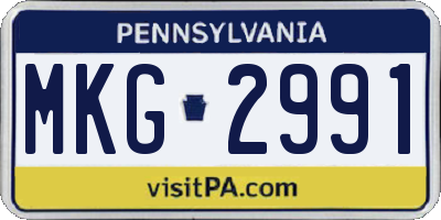 PA license plate MKG2991