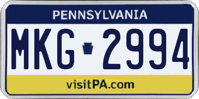 PA license plate MKG2994