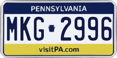 PA license plate MKG2996