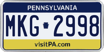 PA license plate MKG2998