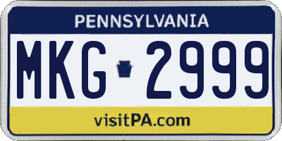 PA license plate MKG2999