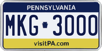 PA license plate MKG3000