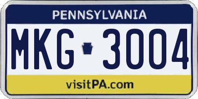 PA license plate MKG3004