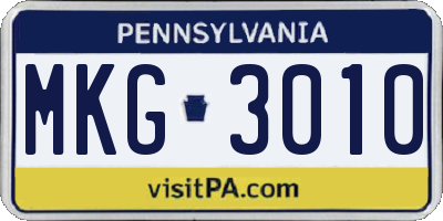 PA license plate MKG3010