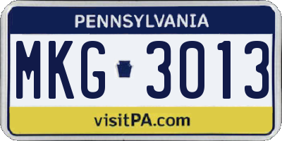 PA license plate MKG3013