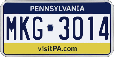 PA license plate MKG3014