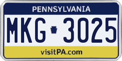 PA license plate MKG3025