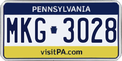 PA license plate MKG3028