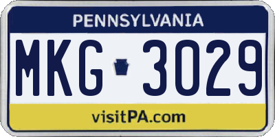 PA license plate MKG3029
