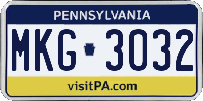 PA license plate MKG3032