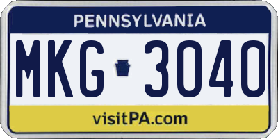 PA license plate MKG3040