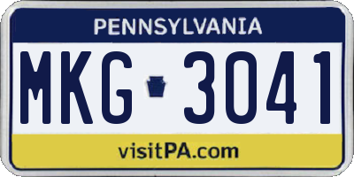 PA license plate MKG3041