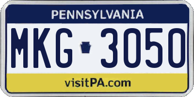 PA license plate MKG3050