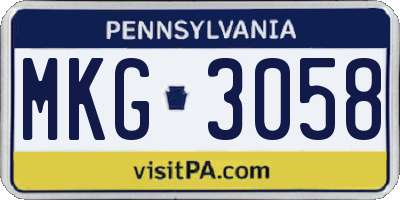 PA license plate MKG3058