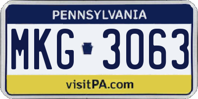 PA license plate MKG3063