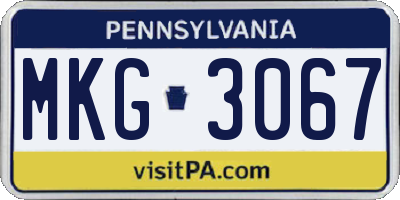 PA license plate MKG3067