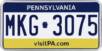 PA license plate MKG3075