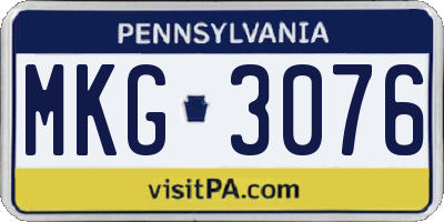 PA license plate MKG3076